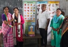 जिला महिला कांग्रेस अध्यक्ष संगीता प्रधान और जिला कांग्रेस उपाध्यक्ष खिरोद सरदार ने प्रधानाध्यापिका निक्की चौधरी को शॉल ओढ़ाकर और पुष्पगुच्छ भेंट कर किया सम्मानित